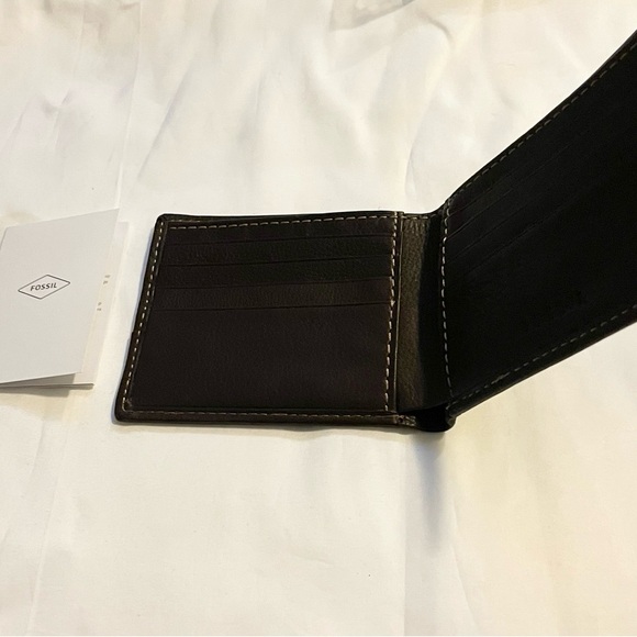 Fossil men wallet 11.4 cm L x 1.9 cm W x 8.9 cm H Lufkin Bifold leather Brown - Picture 4 of 7